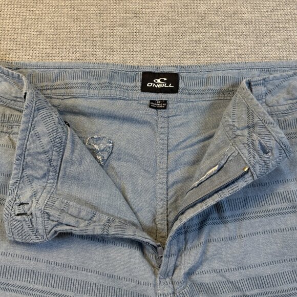 O'Neill Mens 36 Chino Shorts Light Blue Flat Front Striped Cotton Standard Fit - Picture 7 of 14